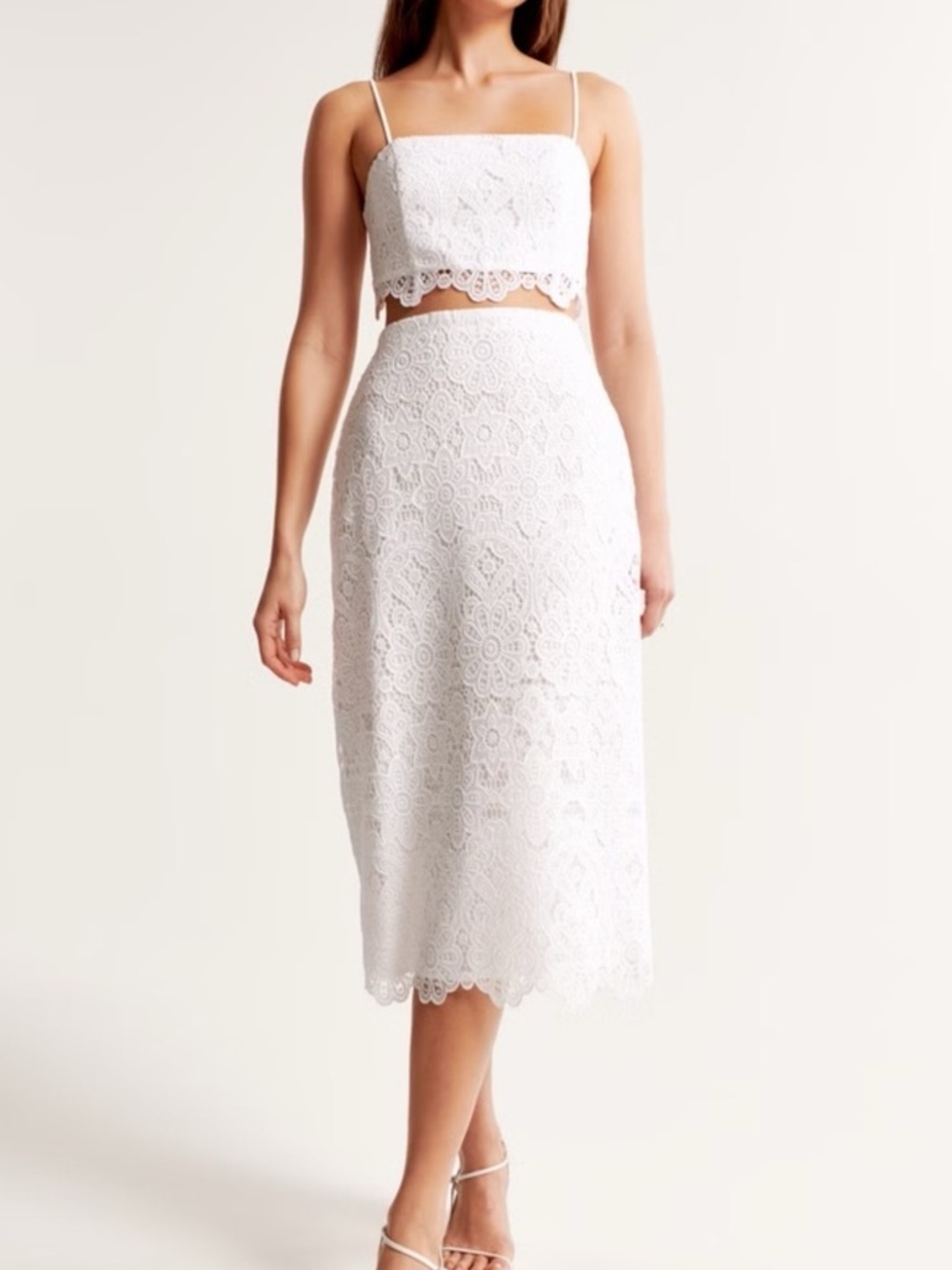 Abercrombie White Lace Midi Skirt